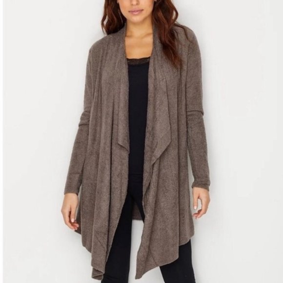 Barefoot Dreams Sweaters - Barefoot Dreams CozyChic Lite Island Wrap Cardigan Sweater Cocoa Brown S/M GUC